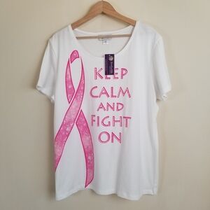 Live for Life Keep Calm And Fight On T Shirt Top Size XL NWT